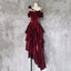 Pretty Irregular Ruffled Spaghetti Straps Burgundy Prom Dress With Detachable Rose Long Birthday Dress For Women