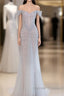 Pretty Mermaid Off The Shoulder Silver Sequin Evening Dress Prom Dress