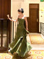Pretty Mermaid Spaghetti Straps Olive Green Long Prom Dress Evening Gowns
