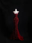 Pretty Mermaid Spaghetti Straps Sequin Beads Burgundy Long Prom Dress Formal Evening Dress