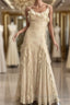 Pretty Sheath Spaghetti Straps Yellow Floor Length Evening Dress Chiffon Prom Dress