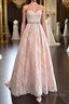 Pretty Sweetheart Neck Pink Lace Prom Dress, Pink Evening Dress