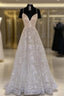Princess A-line Sweetheart Sleeveless Sweep Train Metallic Yarn Prom Dress