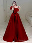 Princess Ball Gown Red Strapless Long Prom Dress