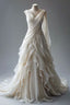Princess Ball Gown V Neckline Pleats White Chiffon Wedding Dress