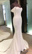 Off Shoulder Backless White Mermaid Long Spandex Prom Dresses