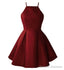 Burgundy Cute Short Halter Satin Short 2025 Wine Red for Sale Prom Dresses
