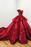 Red With Beads Sweet 16 Prom Dresses