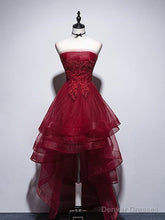 High Quality Wine Red High Low Lace Women Homecoming Dresses