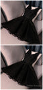 Ruby Outfit black mini sleeveless women v-neck tulle fashion applique beaded Homecoming Dresses