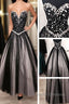 Black White Tulle Long Sweetheart Beaded Bodice For Teens Juniors Prom Dress
