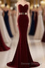 Sweetheart Simple Long Mermaid Burgundy Elegant Modest Prom Dress