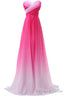 Pink Sweetheart Long Gradient Chiffon Elegant Prom Dresses