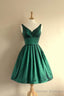 V Neck Green Short Handmade Charming Homecming Simple Homecoming Dresses