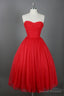 Knee Length Prom Dresses, Red Prom Gown Vintage Prom Gowns Elegant Evening Dress, Cheap Evening Gowns Simple Party Gowns Modest Bridesmaid Dresses, Bridesmaid Gowns