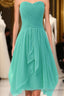Mint A Line Sweetheart Ruffles Short Front High Low Cheap Short Prom Dress