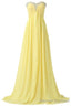 Sweetheart Long Yellow Chiffon Beaded Pregnant High Low For Teens Simple Bridesmaid Dresses