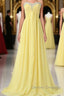 Sweetheart Long Yellow Chiffon Beaded Pregnant High Low For Teens Simple Cheap Bridesmaid Dress
