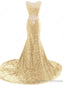 Sequins Court Train Crystal Detailing Trumpet Mermaid Sexy Beading Prom Dresses