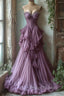 Purple A-Line Sweetheart Neck Tulle Beaded Long Prom Dress, Vintage Formal Dress