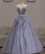 Purple Sweetheart Neck Tulle Sequin Long Prom Dress, Purple Ball Gown Graduation Dress