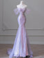 Purple’Ã?Sweetheart Sequin Mermaid Gown-Fairytale Beaded Tulle Train Long Prom Dress For Events