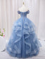 Quinceanera Dress A-Line Blue Tulle Long Prom Dress Blue Sweet Dress