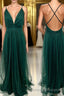 Straps Dark Green Tulle A-line Full Length Bridesmaid Dress