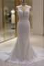Real Long Vintage Lace Wedding Dress Mermaid Sleeveless Bridal Gowns