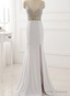 Real Picture Prom Dress Evening Party Gowns Long Sexy High Slit Chiffon Crystal