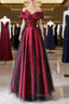 Red And Black Satin Party Dress Prom Dress, A-Line Satin Evening Dress