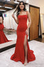 Red Mermaid Satin Scoop Neck Long Prom Dress