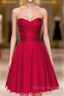 Red Sweetheart Ruches Short Homecoming Dress