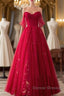Red Sweetheart Tulle Long Beautiful Prom Dress, Wine Red Party Dress Evening Gown