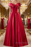 Red Tea Length Prom Dress, Red Tea Length Formal Bridesmaid Dress