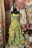 Retro Ball Gown Straps Satin Sage Green Long Party Dress Prom Dress