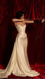 Retro Mermaid Strapless Satin Ruffles Long Party Dress Prom Dress