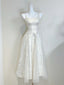 Retro Palace Ivory A-Line Square Neck Strap Jacquard Tulle Prom Dress Evening Dress
