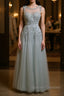 Round Neck Lace Prom Dress, Lace Formal Evening Dress