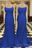Royal Blue Formal Prom Dress Sexy Long Lace Evening Dress Uk