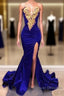 Royal Blue Prom Dress With Slit , Formal Dress, Evening Dress, Dance Dress, Graduation Party Dress