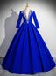 Royal Blue Velvet Long Sleeve Quinceanera Dress