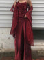 Long Spaghetti Straps Simple Burgundy Prom Dress Birthday Outfits