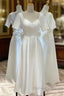 Satin Short Sleeve Short Wedding Dress