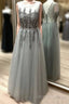 Scoop Neck Floor-Length Tulle Sleeveless Evening Dress