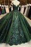 Sequin Sparkly Off The Shoulder Ball Gown Prom Dress Sweet 16 Dress