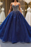 Sequined Navy Blue Quinceanera Dress Ball Gown Dress