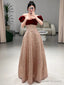 Sexy A Line Off The Shoulder Sequin Floor Length Evening Dress Prom Dresses