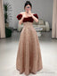 Sexy A Line Off The Shoulder Sequin Floor Length Evening Dress Prom Dresses