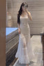 Sexy A Line Spaghetti Straps Lace White Chiffon Beach Dress WomenS Vacation Dresses